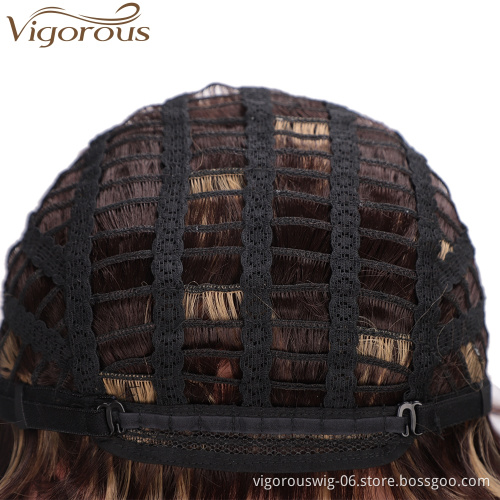 Vigorous Hair Short Straight Hair Bob Wig with Flat Bangs Heat Resistant Synthetic Daily Party Cosplay Wigs for Women